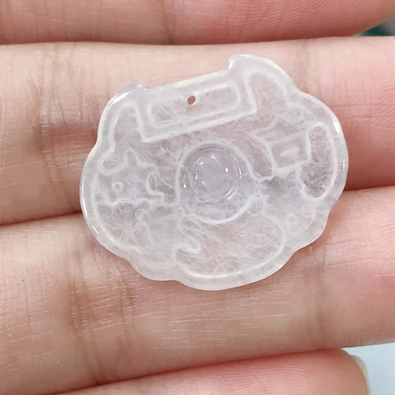 冰種翡翠吉祥如意平安鎖項鍊 | 天然緬甸翡翠A貨 | 送禮