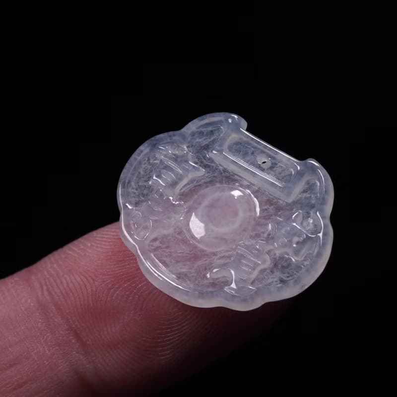 冰種翡翠吉祥如意平安鎖項鍊 | 天然緬甸翡翠A貨 | 送禮