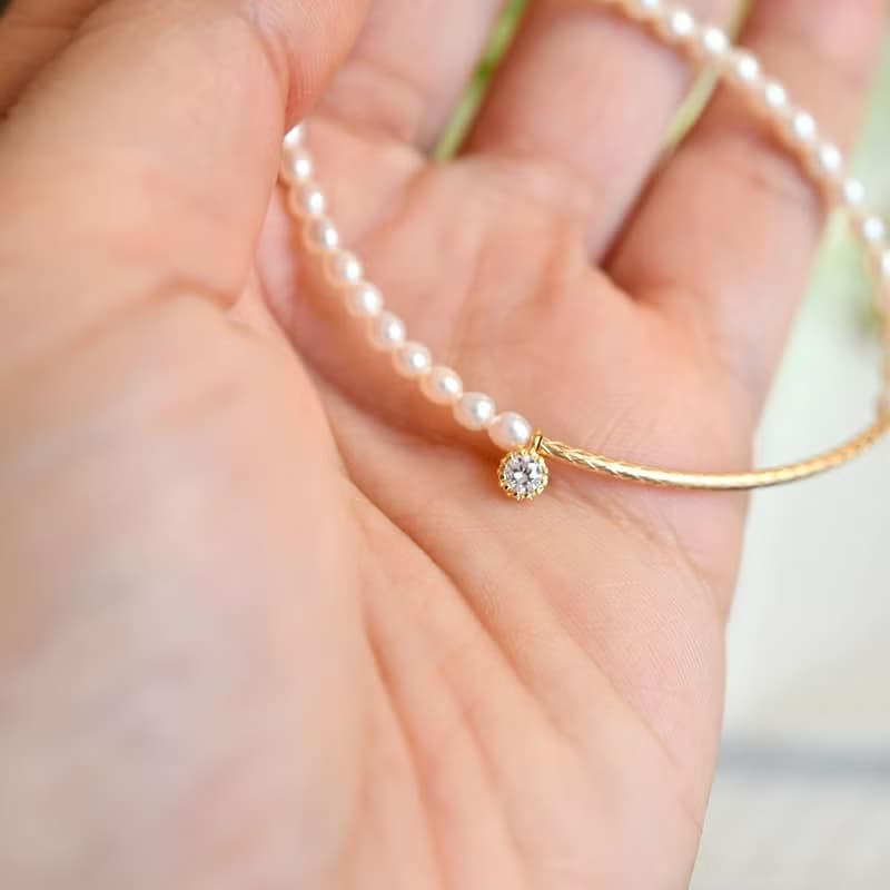 スマイルプチ淡水パールのブレスレット 6月誕生石　重ね付けにも 単品