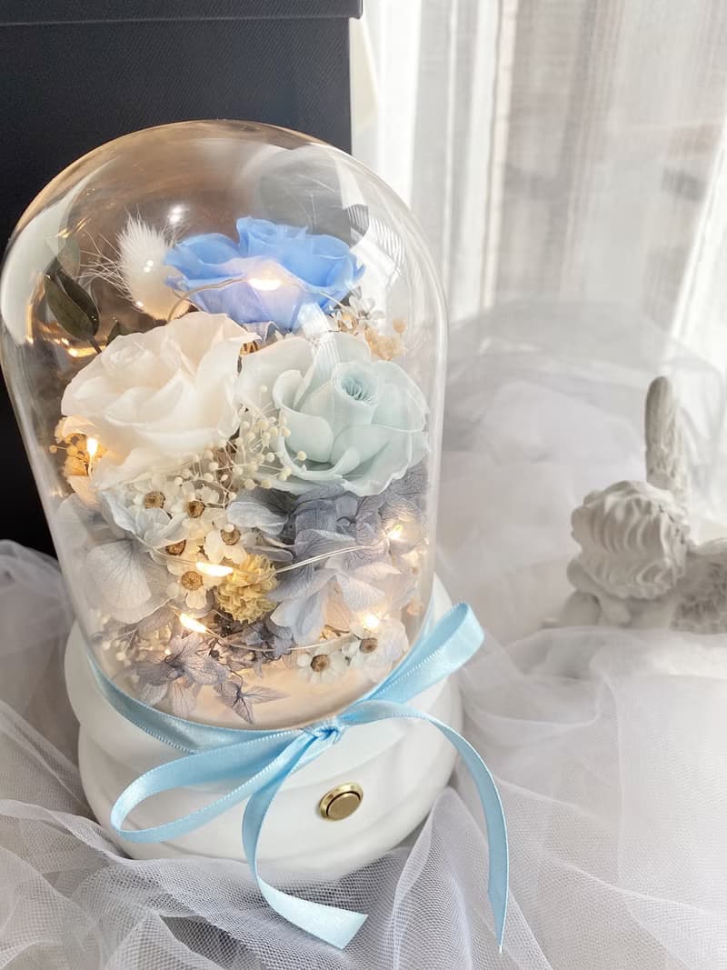 湛藍花天使 日本永生花燈藍芽音響 生日禮物 紀念日 情人節禮物