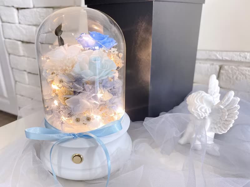 湛藍花天使 日本永生花燈藍芽音響 生日禮物 紀念日 情人節禮物