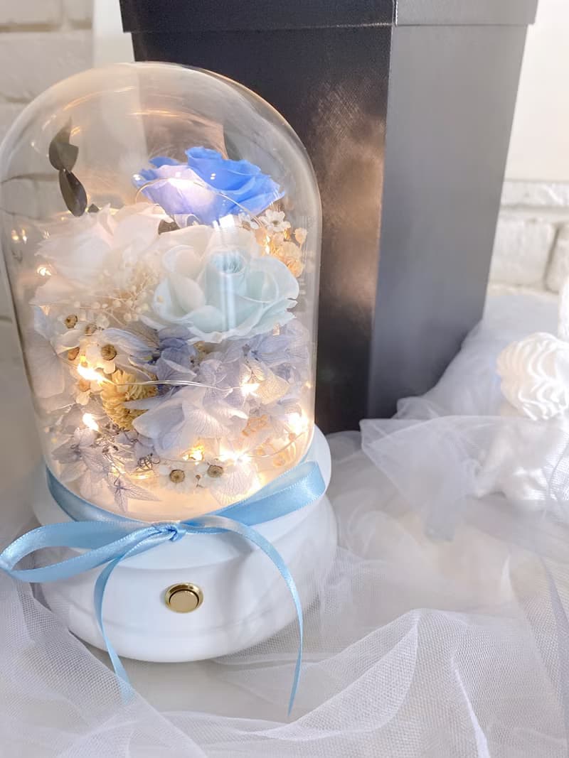 湛藍花天使 日本永生花燈藍芽音響 生日禮物 紀念日 情人節禮物