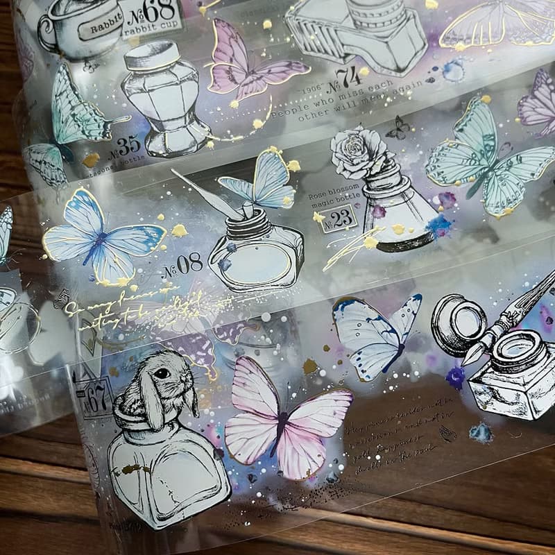 印章圖鑑・墨水瓶 亮面PET紙膠帶 / 立體燙金