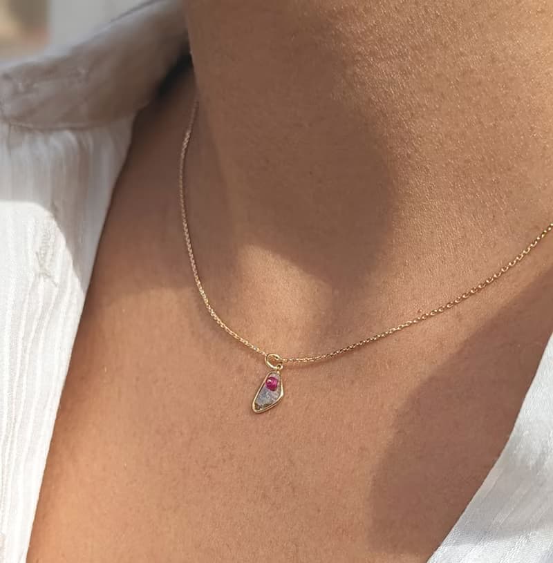 Nebulous Starfield Drift椒鹽鑽+寶石墜子項鍊