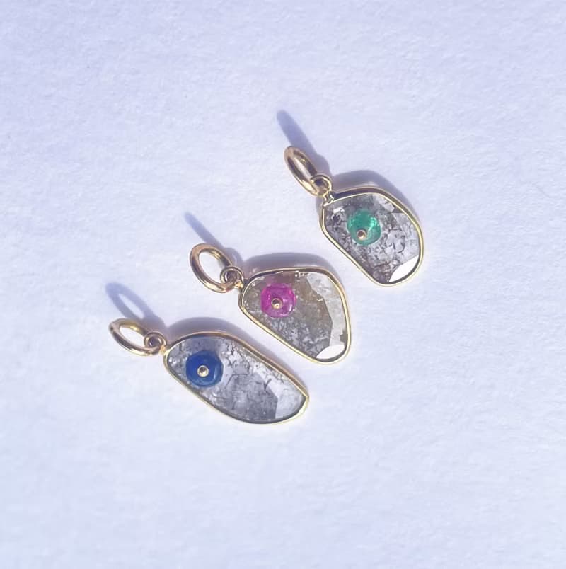 Nebulous Starfield Drift椒鹽鑽+寶石墜子項鍊