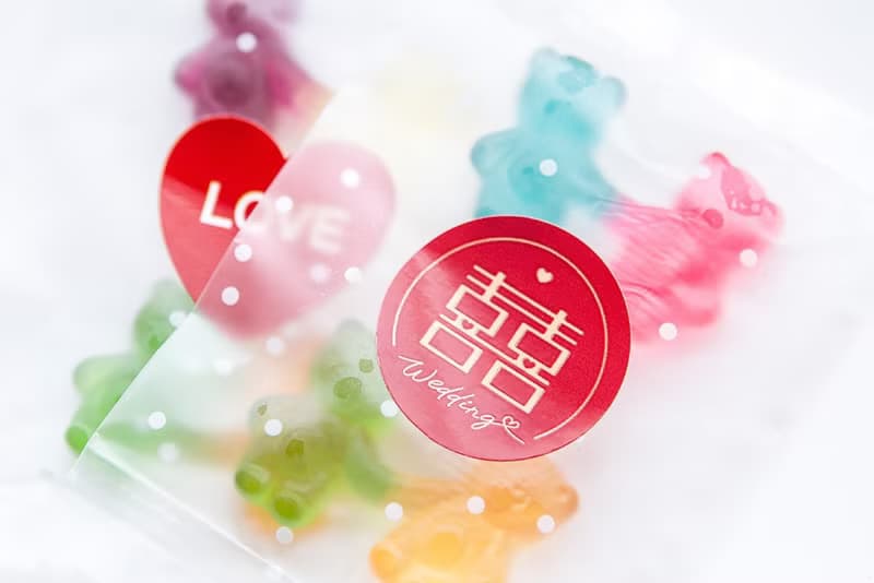 囍字 LOVE 牽手小熊軟糖 2入 磨砂密封袋裝(口味隨機貼紙2款可選)