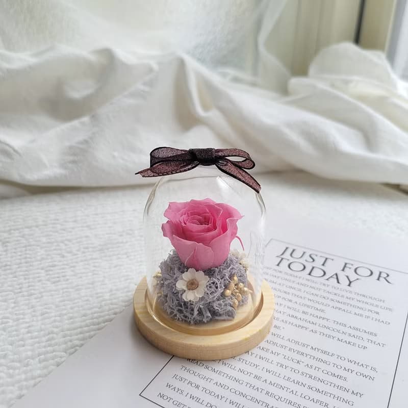 【現貨】迷你永生花玻璃球罩盅。5公分。附包裝。。畢業。老師禮