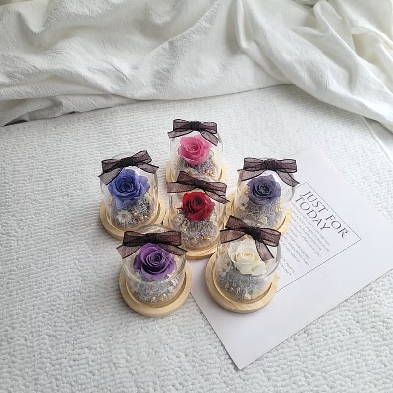 【現貨】迷你永生花玻璃球罩盅。5公分。附包裝。。畢業。老師禮