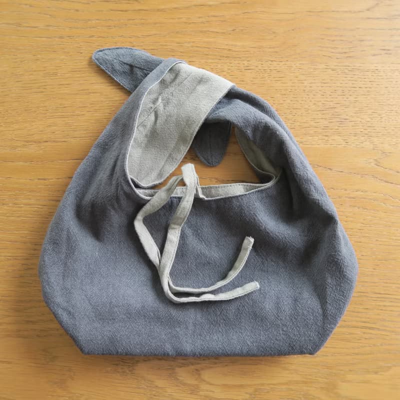 棉麻雙面便當袋 | 秋香灰x灰藍綠