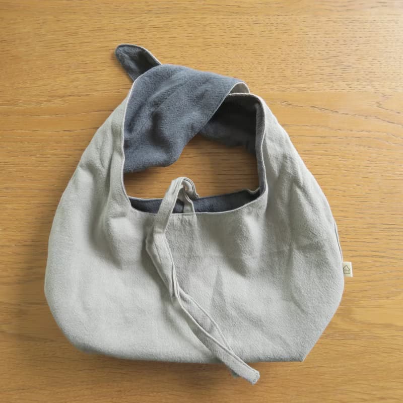 棉麻雙面便當袋 | 秋香灰x灰藍綠