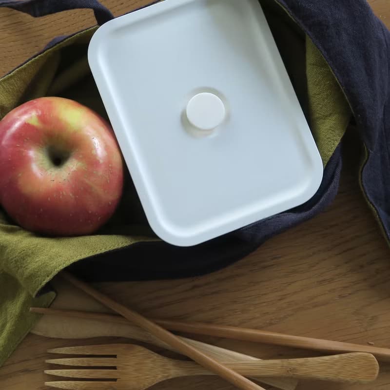 棉麻雙面便當袋 | 秋香灰x灰藍綠