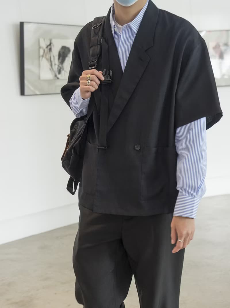 Suit 誠意推薦 日系潮流寬鬆雙排扣短袖休閒西裝襯衫外套 Blazer