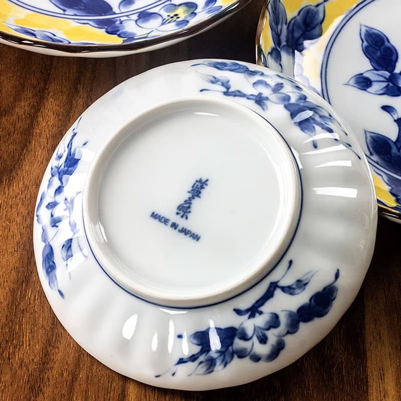 日本三峰 黃彩牡丹缽湯碗陶瓷麵碗飯碗盤子 日式餐具套裝家用碗