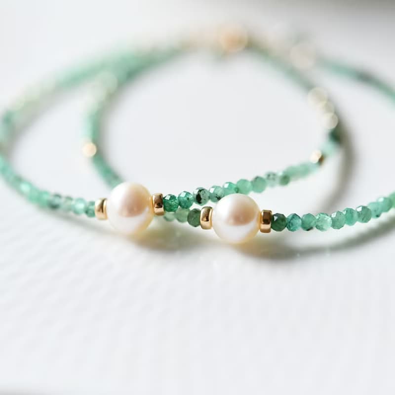 象徵智慧的祖母綠與帶來幸福的珍珠手鍊 5月/6月誕生石