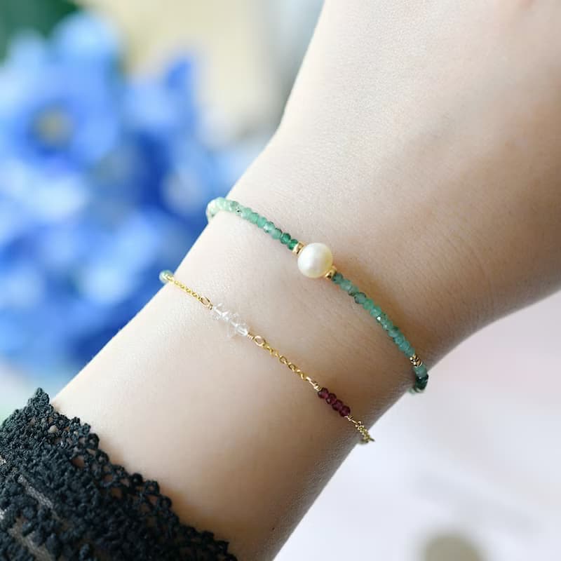 象徵智慧的祖母綠與帶來幸福的珍珠手鍊 5月/6月誕生石