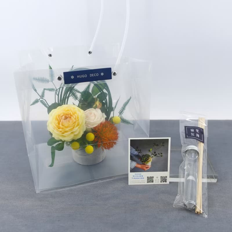 黃茶花芒萁香氛花藝/擬真花/永不凋零/禮物/佈置/人造花