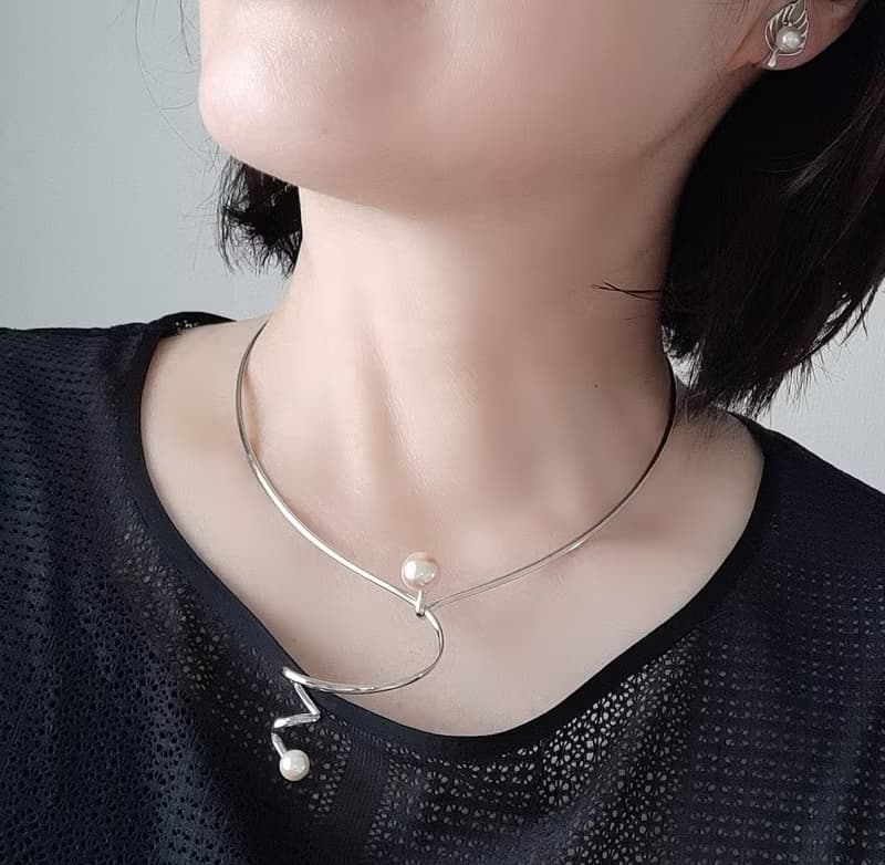 SV デザイン チョーカー あこや真珠　パールネックレス　あこやパール　日本の真珠 pearl necklace 珍珠項鍊 珍珠项链 진주목걸이