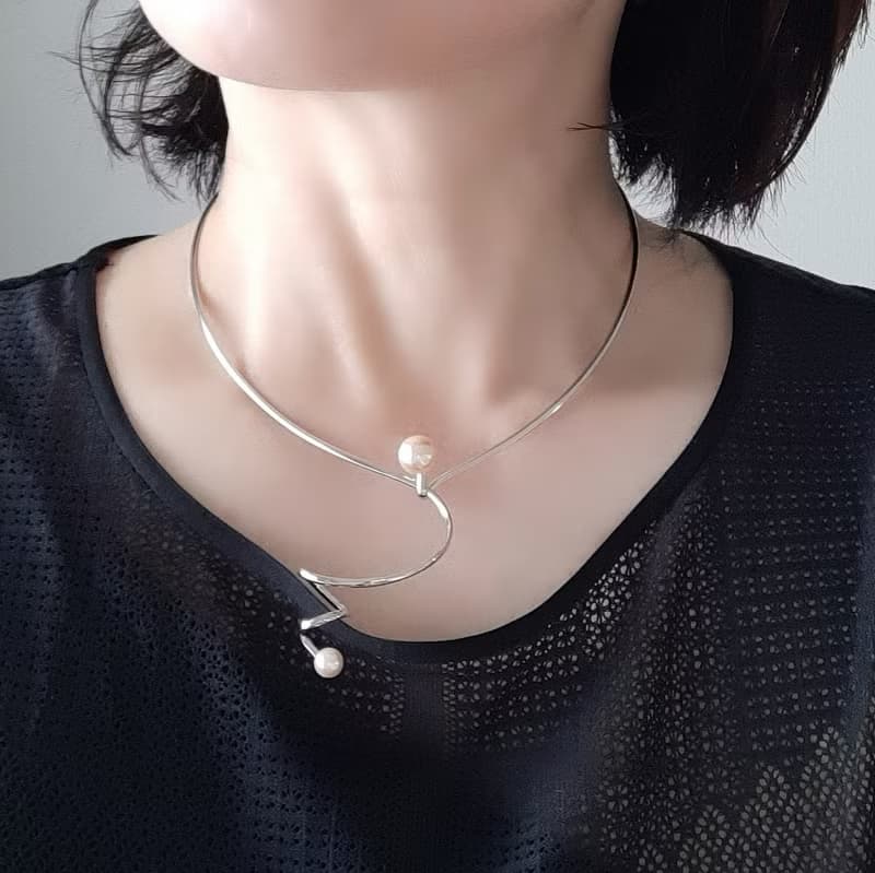 SV デザイン チョーカー あこや真珠　パールネックレス　あこやパール　日本の真珠 pearl necklace 珍珠項鍊 珍珠项链 진주목걸이