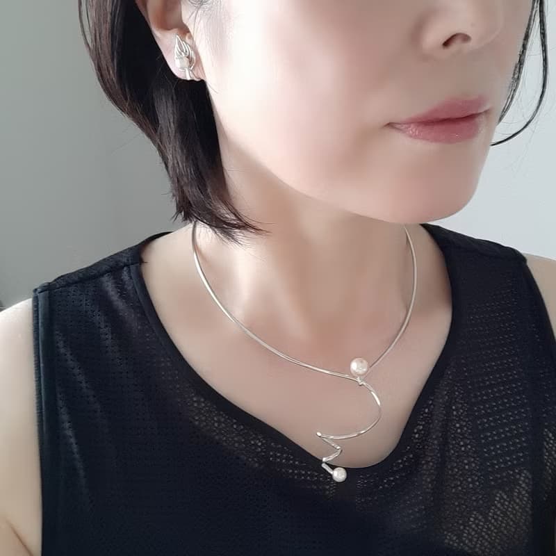 SV デザイン チョーカー あこや真珠　パールネックレス　あこやパール　日本の真珠 pearl necklace 珍珠項鍊 珍珠项链 진주목걸이
