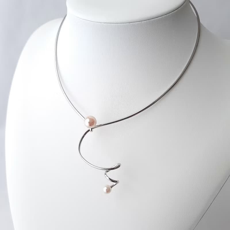 SV デザイン チョーカー あこや真珠　パールネックレス　あこやパール　日本の真珠 pearl necklace 珍珠項鍊 珍珠项链 진주목걸이