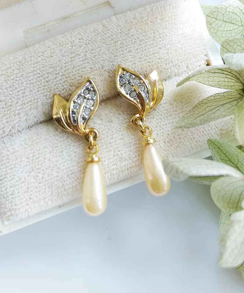 Vintage Jewelry 西洋古董飾品 優雅 垂墜仿珠 針式耳環