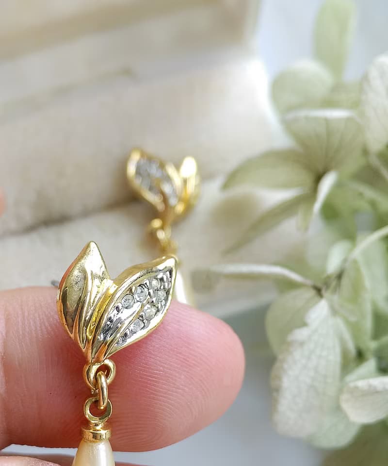 Vintage Jewelry 西洋古董飾品 優雅 垂墜仿珠 針式耳環