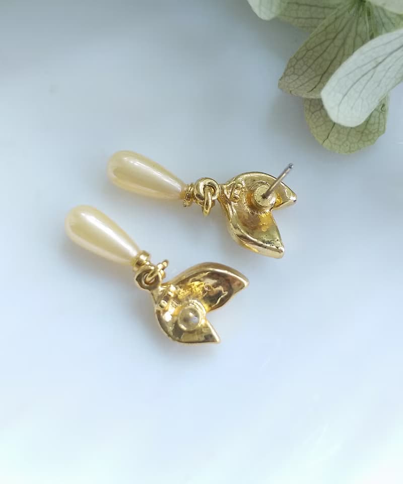 Vintage Jewelry 西洋古董飾品 優雅 垂墜仿珠 針式耳環