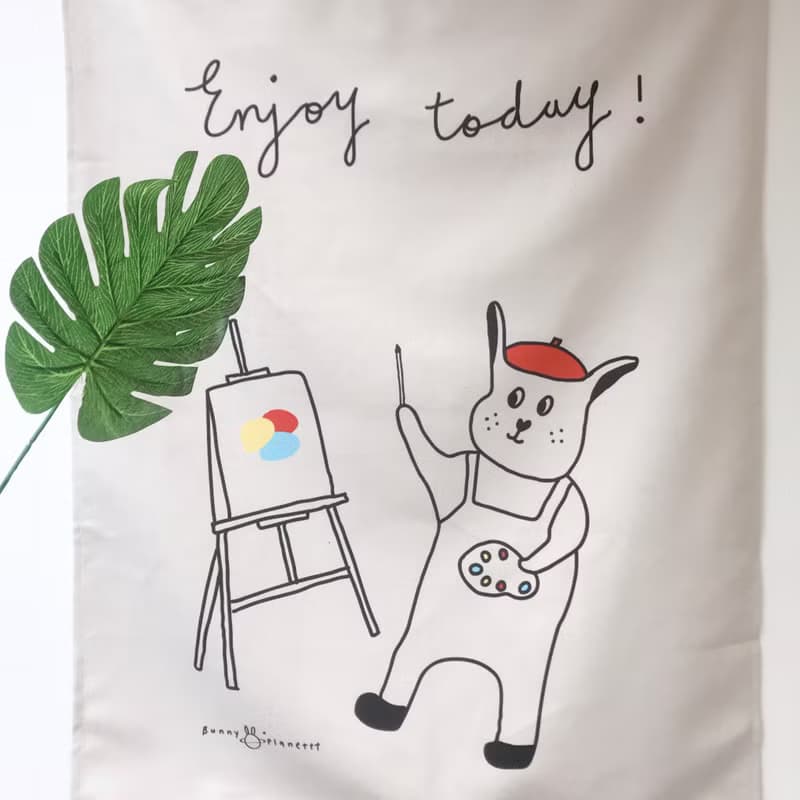 【安心出貨】Enjoy today小畫家 斜紋棉麻絨面掛布