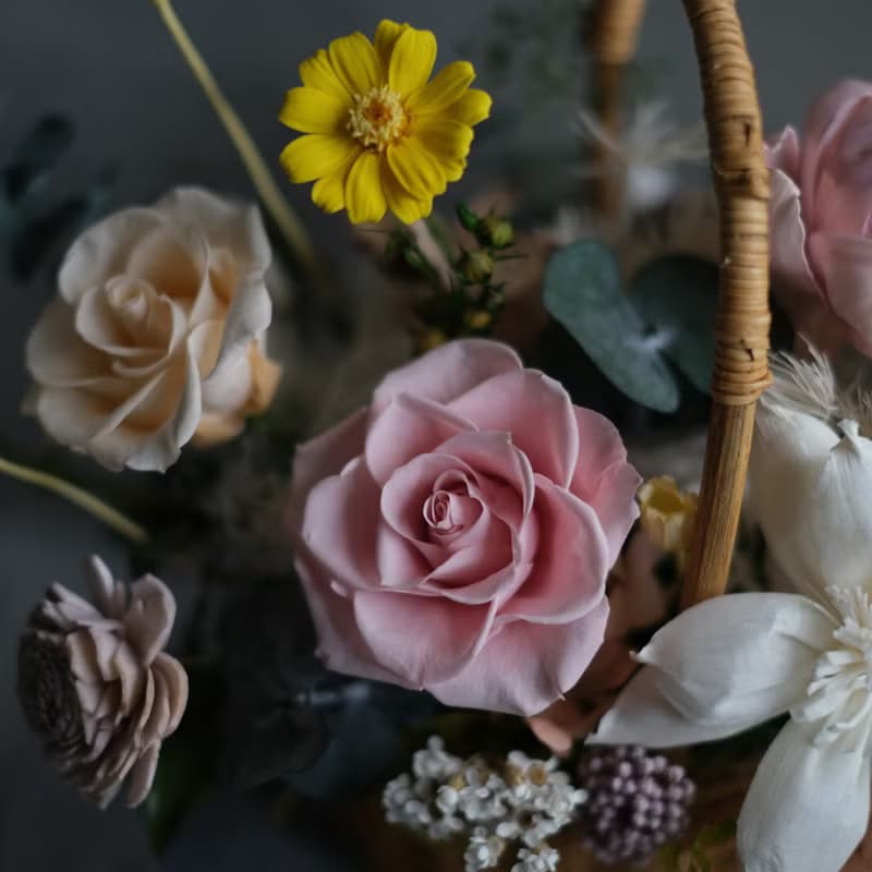 【春天】永生花籃 日本進口永生花