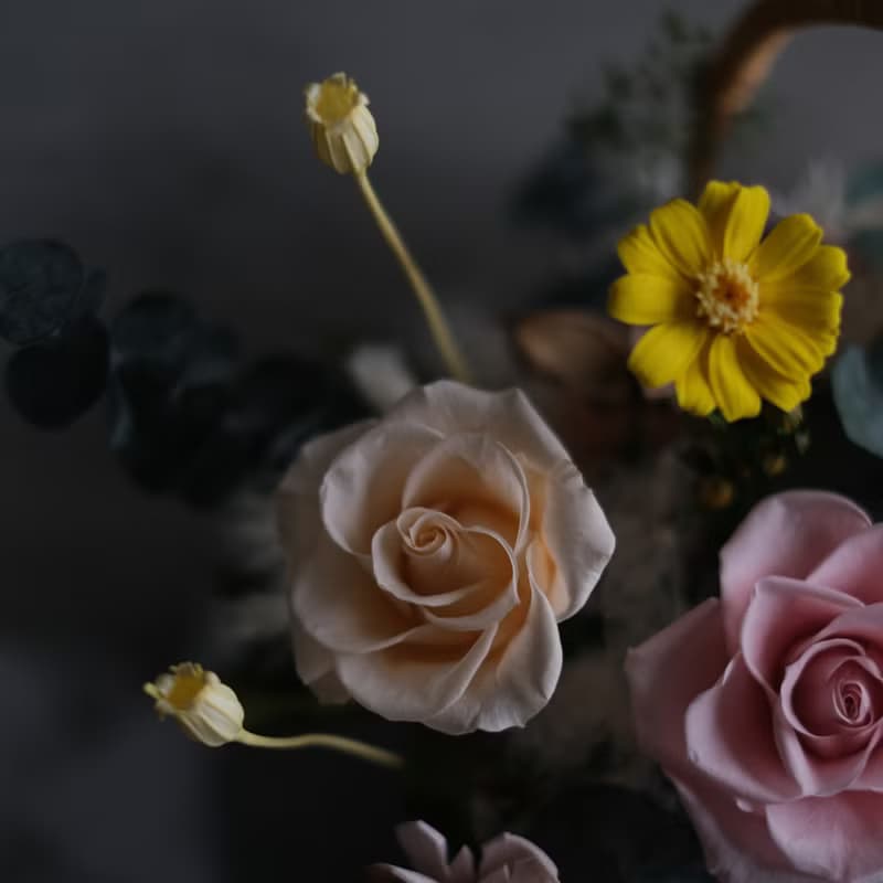 【春天】永生花籃 日本進口永生花