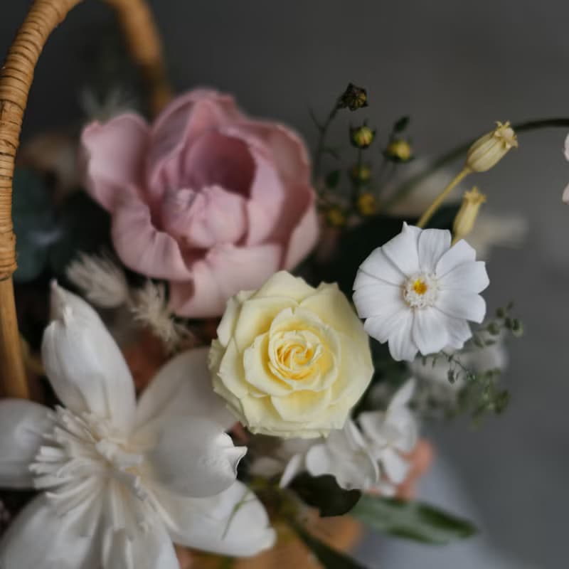 【春天】永生花籃 日本進口永生花