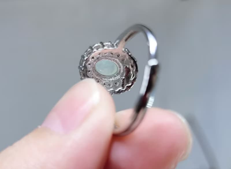 【親翠】天然翡翠 冰淺藍蛋豪華銀鑲活口戒 畢業禮物