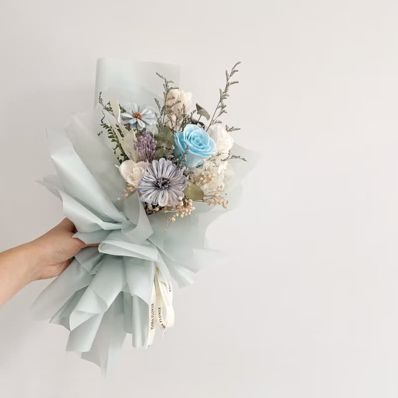 Flora Flower乾燥花束-薄荷藍