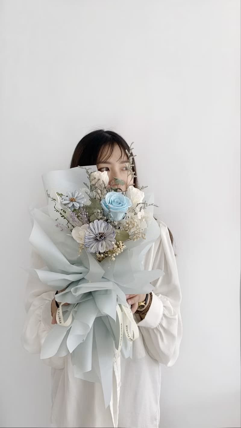 Flora Flower乾燥花束-薄荷藍