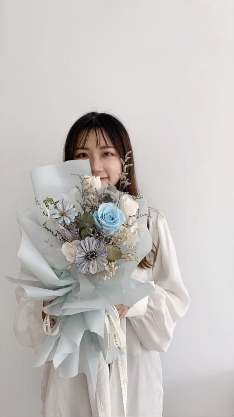 Flora Flower乾燥花束-薄荷藍