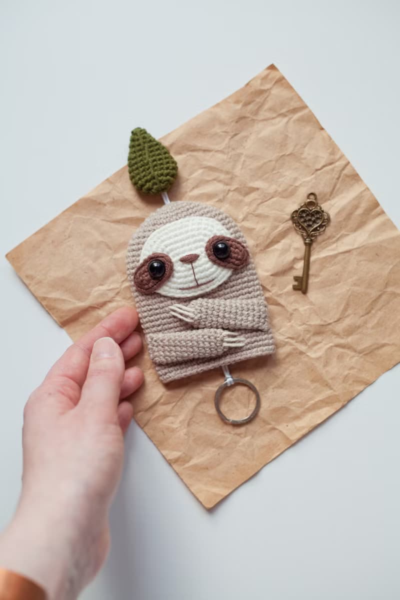 【數位】Sloth Key Cover Crochet Pattern - Key Chain DIY - Amigurumi Toy - Digital Item