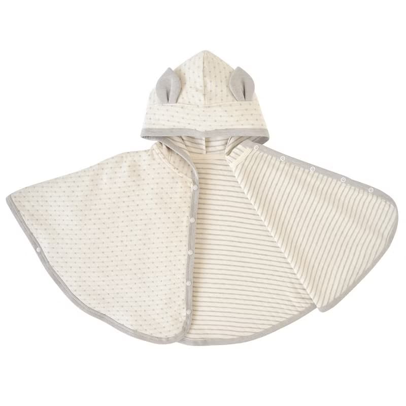 【SISSO有機棉】小鹿灰米薄披風 F