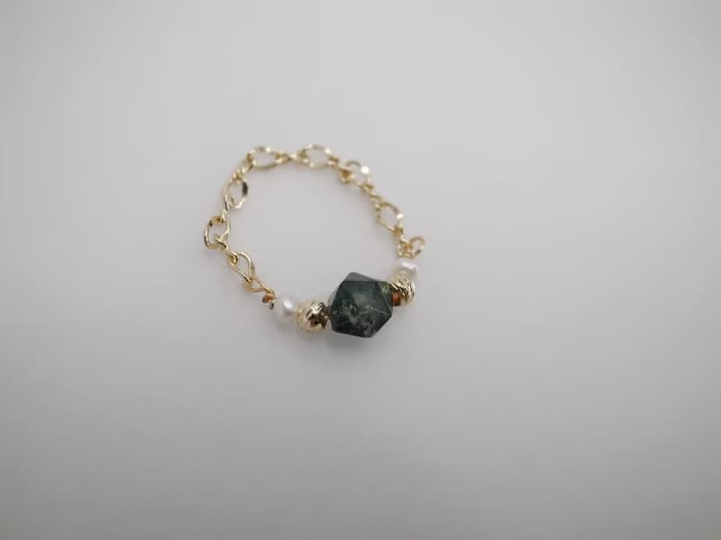 【戒指】鍊戒 14K 包金 注金  水草瑪瑙 珍珠戒指 情人節禮物