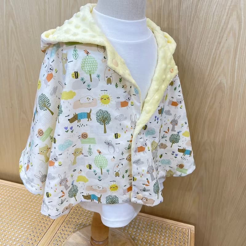 綠野莊園 手工雙面保暖嬰幼兒樂豆斗篷 嬰兒禮物 滿月禮 彌月禮盒