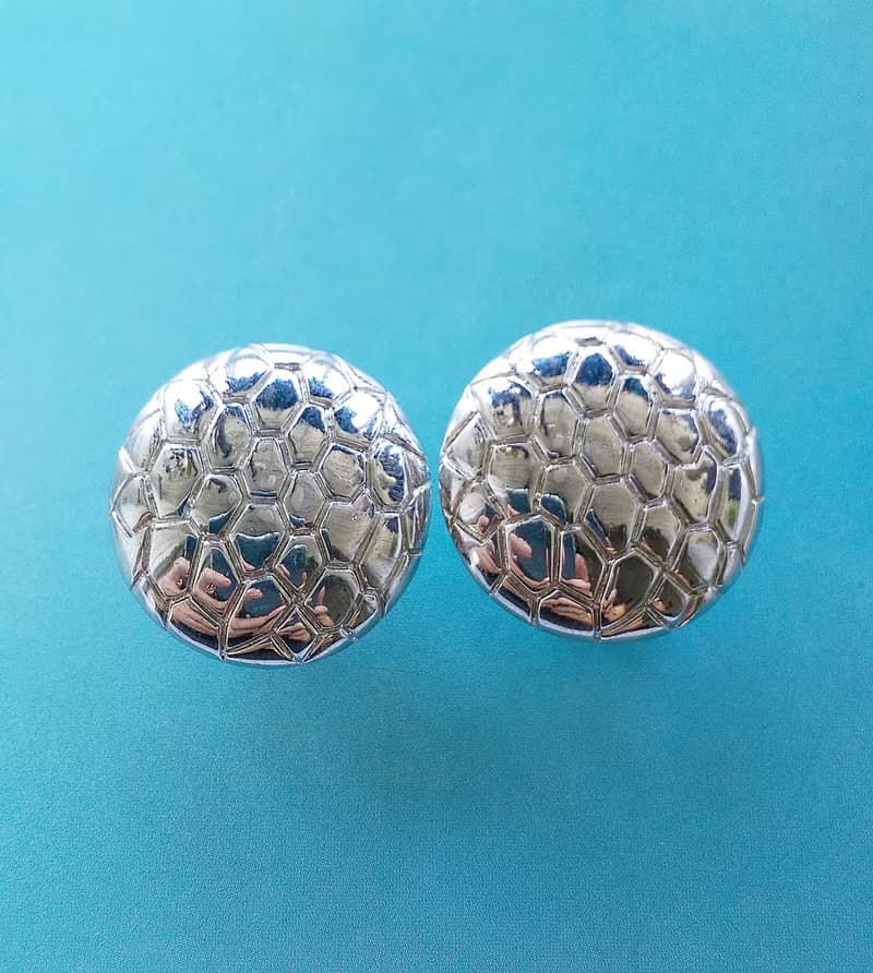 Vintage Jewelry 西洋古董飾品 銀色調 鱷魚紋 夾式耳環