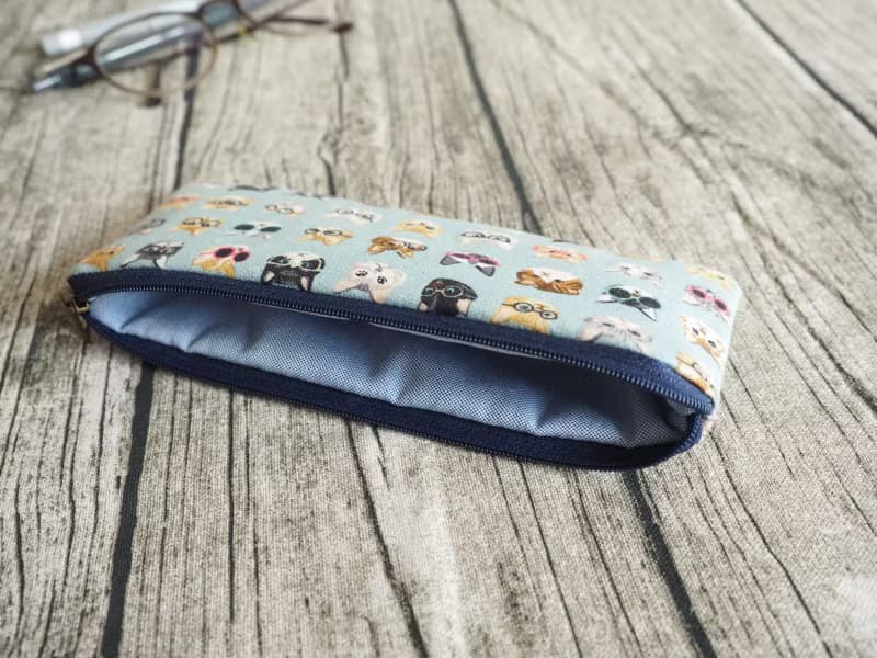 手工製作粉藍百變貓貓圖案 筆袋 眼鏡袋 餐具袋