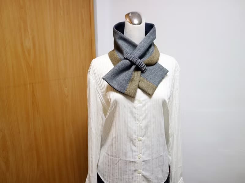 拼接可調式短圍巾.scarf 保暖圍脖 雙面雙色 大人.小孩均適用