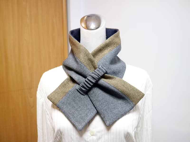 拼接可調式短圍巾.scarf 保暖圍脖 雙面雙色 大人.小孩均適用