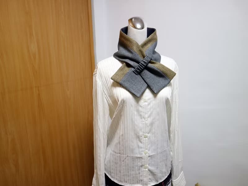 拼接可調式短圍巾.scarf 保暖圍脖 雙面雙色 大人.小孩均適用