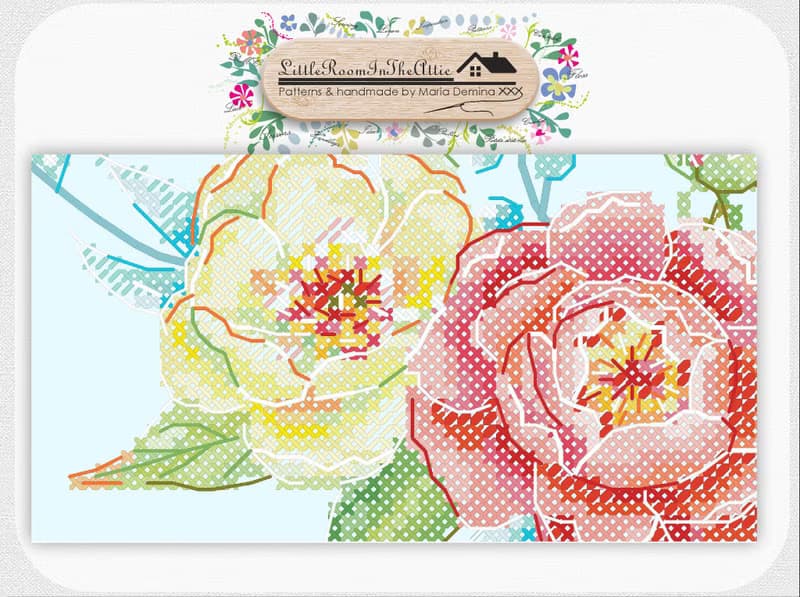 【數位】Summer Sunrise Watercolor Bouquet PDF cross stitch pattern
