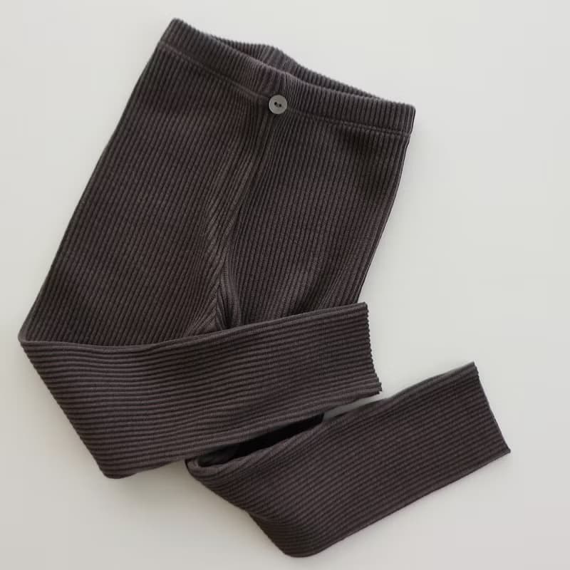 韓國大地色系彈力棉質羅紋布小鈕扣內搭褲 •Golji Leggings•