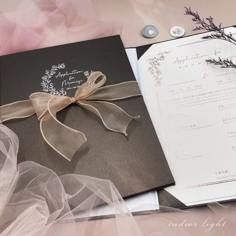 【24h快速出貨】-結婚書約/結婚證書/書約套組-飛舞蝴蝶-棕-異性