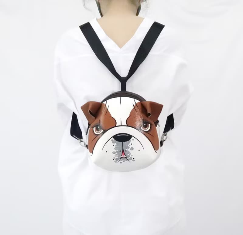 Englis Bulldog Mini backpack ,dog crossbody bag,hand painted bag,handmade bag