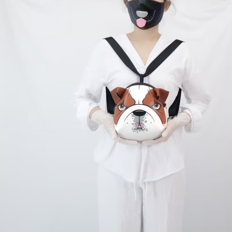 Englis Bulldog Mini backpack ,dog crossbody bag,hand painted bag,handmade bag