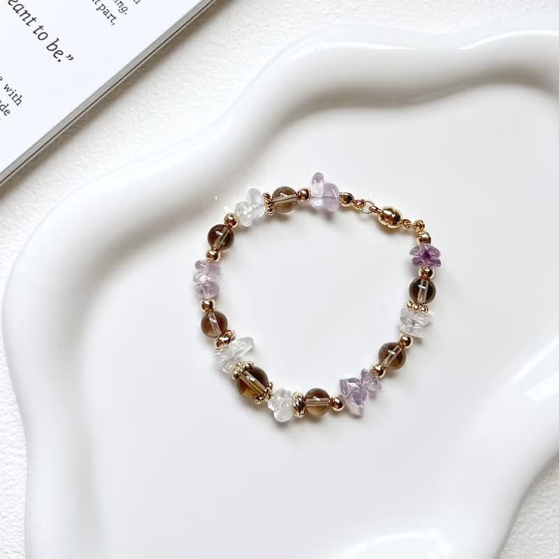 【秋色舞曲】紫黃晶/茶晶手鍊
